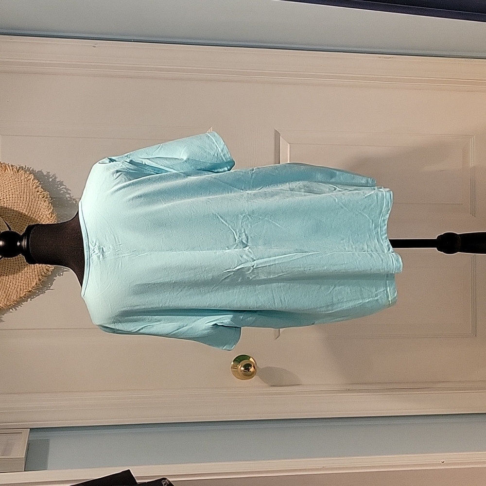 Coral Bay Starfish Tee– Soft Aqua Green, Embellished Sequin Design, Beach Vibes - Picture 8 of 9